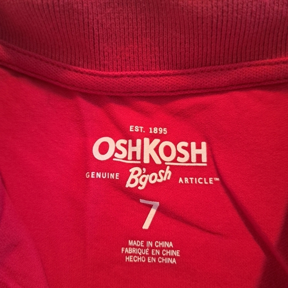 Oshkosh B'Gosh girls size 7 red polo shirt, marks on collar in last picture NEW - Picture 3 of 5